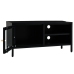 Mueble para el televisor acero y vidrio negro 90x30x44 cm