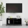 Mueble para el televisor acero y vidrio negro 90x30x44 cm