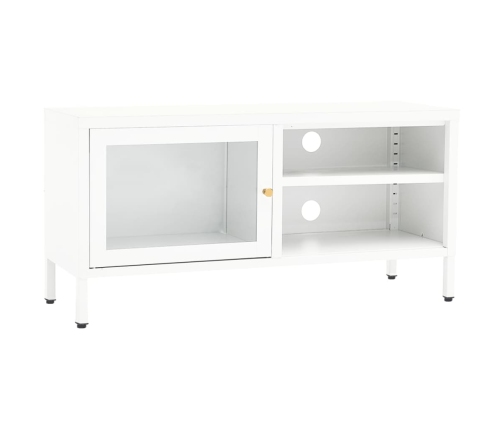 Mueble para el televisor acero y vidrio blanco 90x30x44 cm