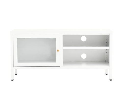 Mueble para el televisor acero y vidrio blanco 90x30x44 cm