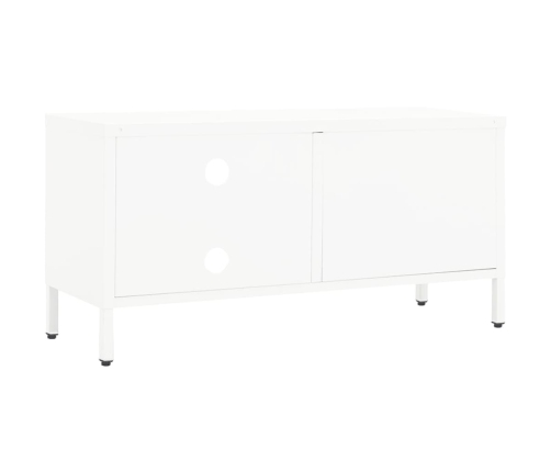 Mueble para el televisor acero y vidrio blanco 90x30x44 cm