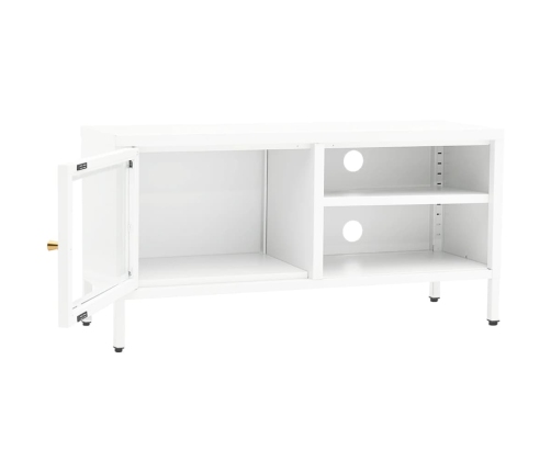 Mueble para el televisor acero y vidrio blanco 90x30x44 cm