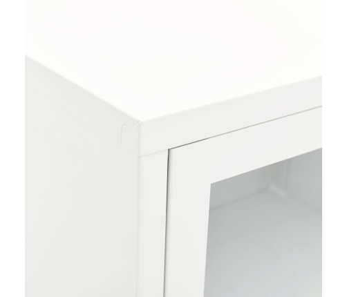 Mueble para el televisor acero y vidrio blanco 90x30x44 cm