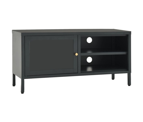 Mueble para TV acero y vidrio gris antracita 90x30x44 cm