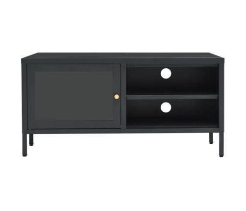 Mueble para TV acero y vidrio gris antracita 90x30x44 cm