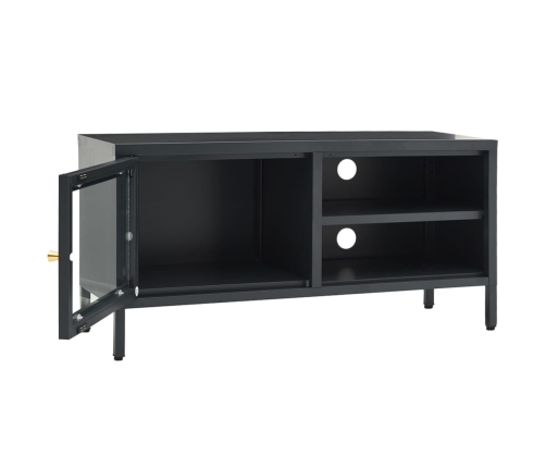 Mueble para TV acero y vidrio gris antracita 90x30x44 cm