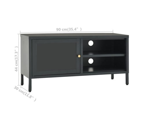 Mueble para TV acero y vidrio gris antracita 90x30x44 cm