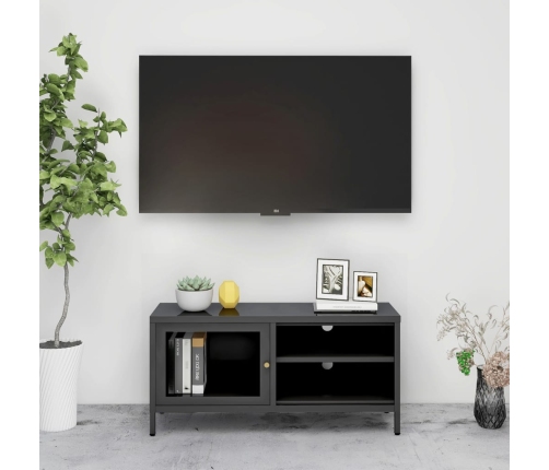 Mueble para TV acero y vidrio gris antracita 90x30x44 cm