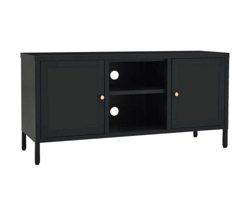 Mueble para el televisor acero y vidrio negro 105x35x52 cm