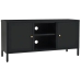 Mueble para el televisor acero y vidrio negro 105x35x52 cm