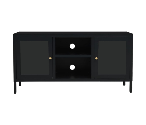 Mueble para el televisor acero y vidrio negro 105x35x52 cm