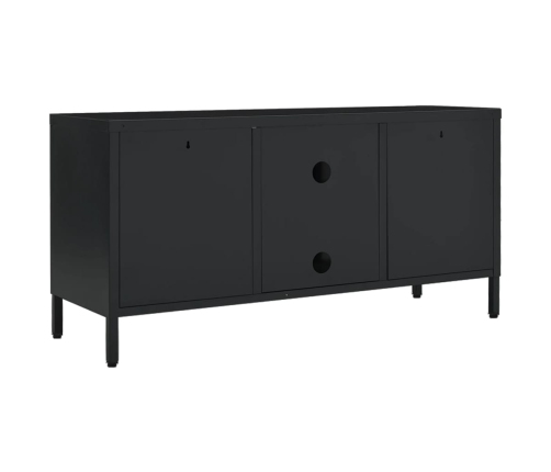 Mueble para el televisor acero y vidrio negro 105x35x52 cm