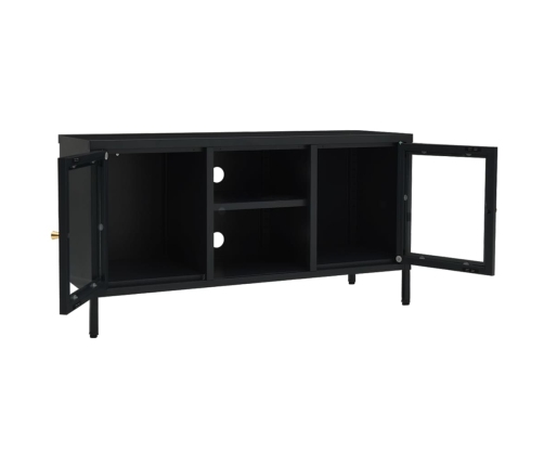 Mueble para el televisor acero y vidrio negro 105x35x52 cm