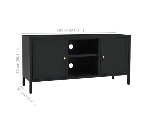 Mueble para el televisor acero y vidrio negro 105x35x52 cm