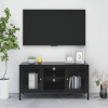 Mueble para el televisor acero y vidrio negro 105x35x52 cm