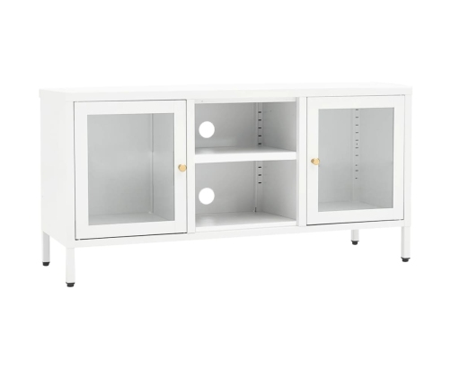 Mueble para el televisor acero y vidrio blanco 105x35x52 cm