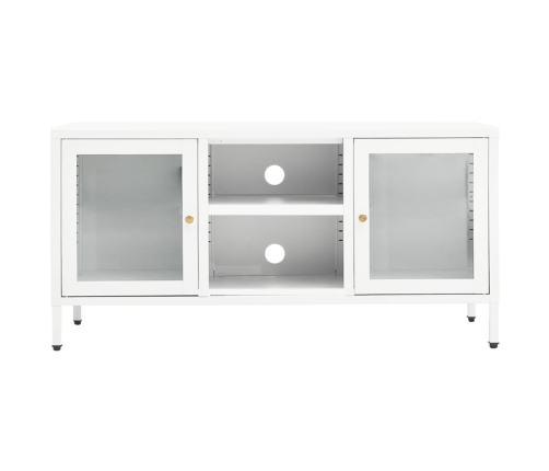 Mueble para el televisor acero y vidrio blanco 105x35x52 cm