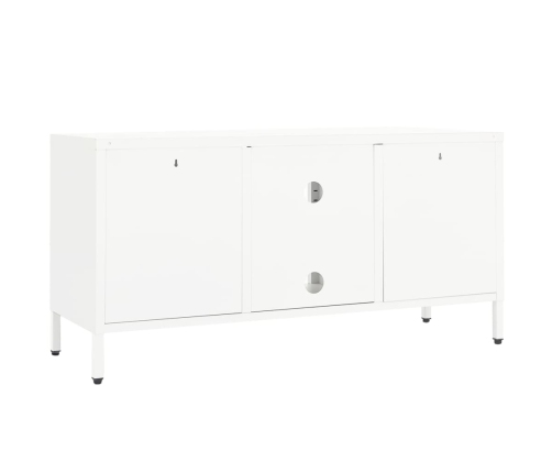 Mueble para el televisor acero y vidrio blanco 105x35x52 cm