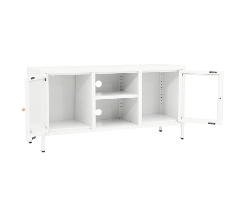 Mueble para el televisor acero y vidrio blanco 105x35x52 cm