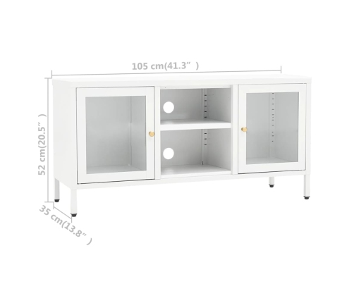 Mueble para el televisor acero y vidrio blanco 105x35x52 cm