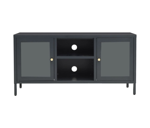 Mueble para el televisor acero y vidrio gris antracita 105x35x52 cm