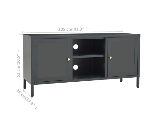 Mueble para el televisor acero y vidrio gris antracita 105x35x52 cm