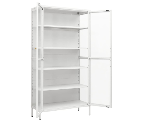 Vitrina de acero y vidrio templado blanca 90x40x180 cm