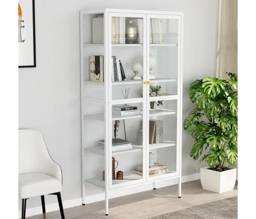 Vitrina de acero y vidrio templado blanca 90x40x180 cm