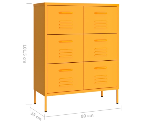 Armario almacenamiento acero amarillo mostaza 80x35x101,5 cm