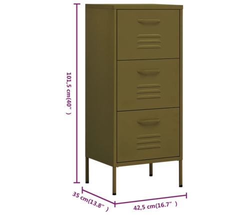 Armario de almacenamiento acero verde oliva 42,5x35x101,5 cm