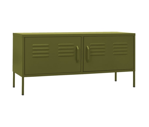 Mueble para TV de acero verde oliva 105x35x50 cm