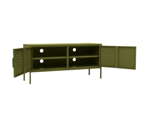 Mueble para TV de acero verde oliva 105x35x50 cm