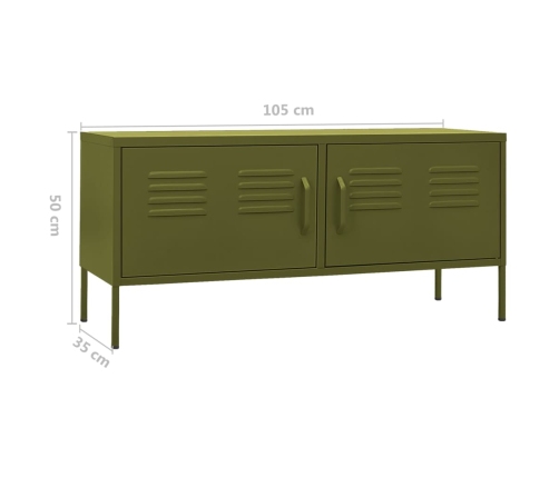 Mueble para TV de acero verde oliva 105x35x50 cm