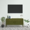 Mueble para TV de acero verde oliva 105x35x50 cm