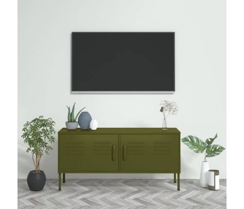 Mueble para TV de acero verde oliva 105x35x50 cm