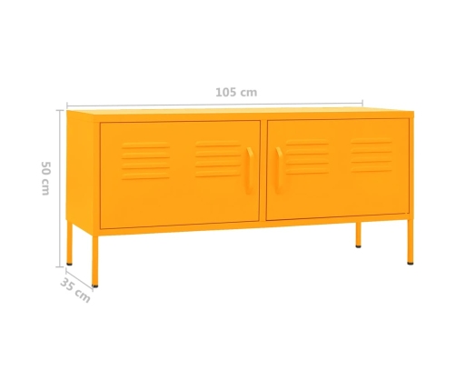 Mueble para TV de acero amarillo mostaza 105x35x50 cm