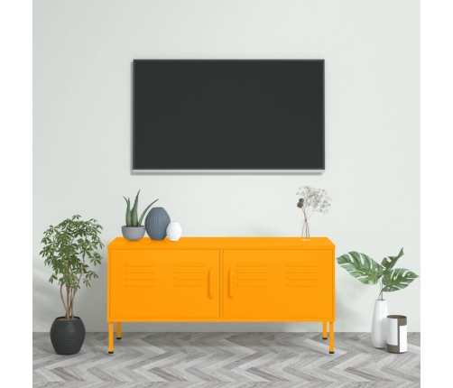 Mueble para TV de acero amarillo mostaza 105x35x50 cm