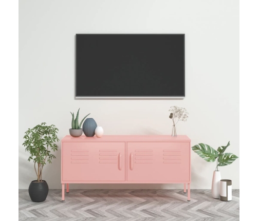 Mueble para TV de acero rosa 105x35x50 cm