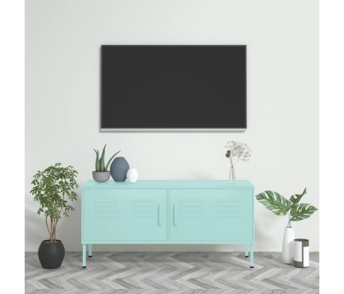 Mueble para TV de acero verde menta 105x35x50 cm