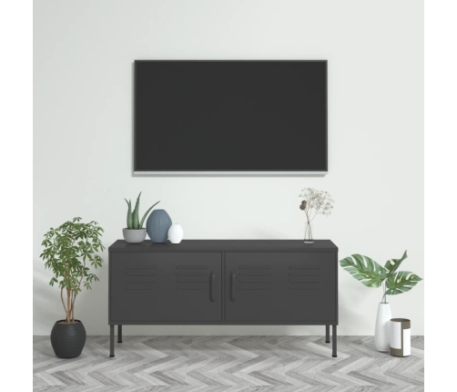 Mueble para TV de acero gris antracita 105x35x50 cm