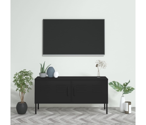 Mueble para TV de acero negro 105x35x50 cm