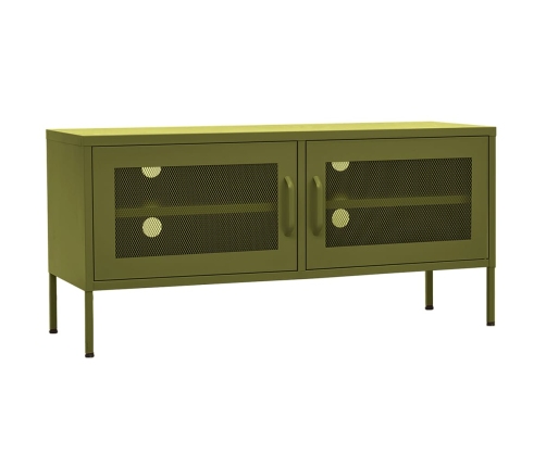 vidaXL Mueble de TV verde oliva 105x35x50 cm acero