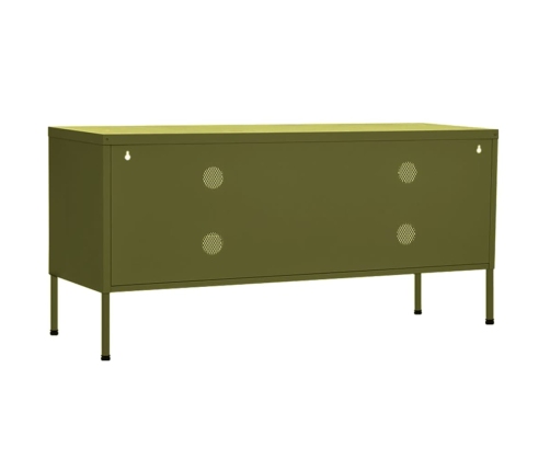 vidaXL Mueble de TV verde oliva 105x35x50 cm acero