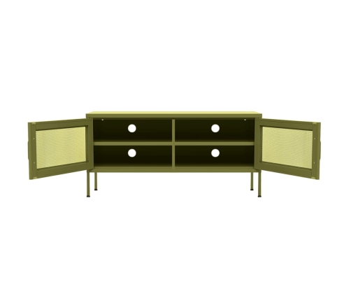 vidaXL Mueble de TV verde oliva 105x35x50 cm acero