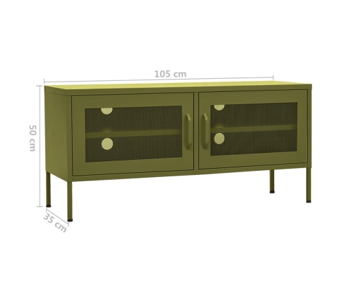 vidaXL Mueble de TV verde oliva 105x35x50 cm acero