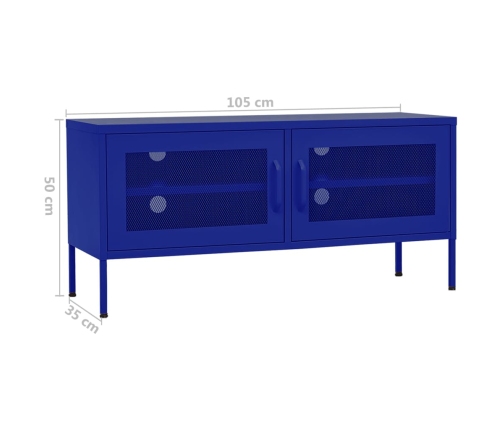 vidaXL Mueble para TV de acero azul marino 105x35x50 cm