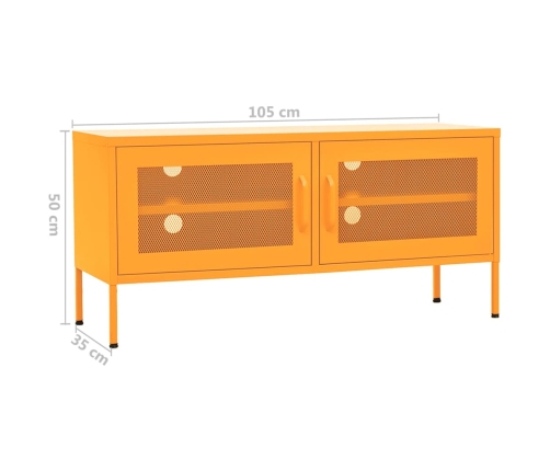 Mueble para TV de acero amarillo mostaza 105x35x50 cm