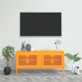 Mueble para TV de acero amarillo mostaza 105x35x50 cm