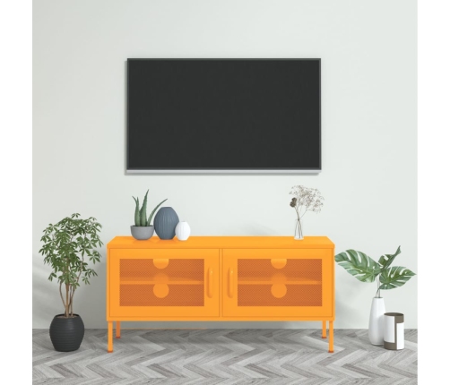 Mueble para TV de acero amarillo mostaza 105x35x50 cm