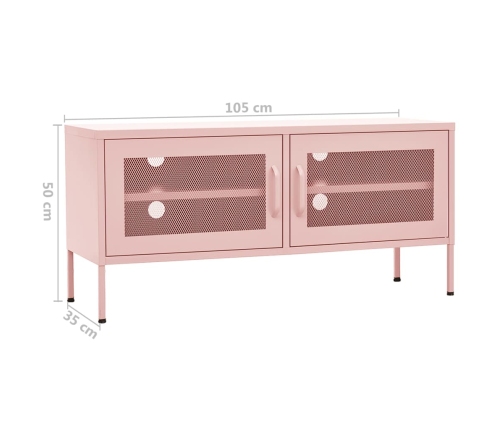 Mueble para TV de acero rosa 105x35x50 cm